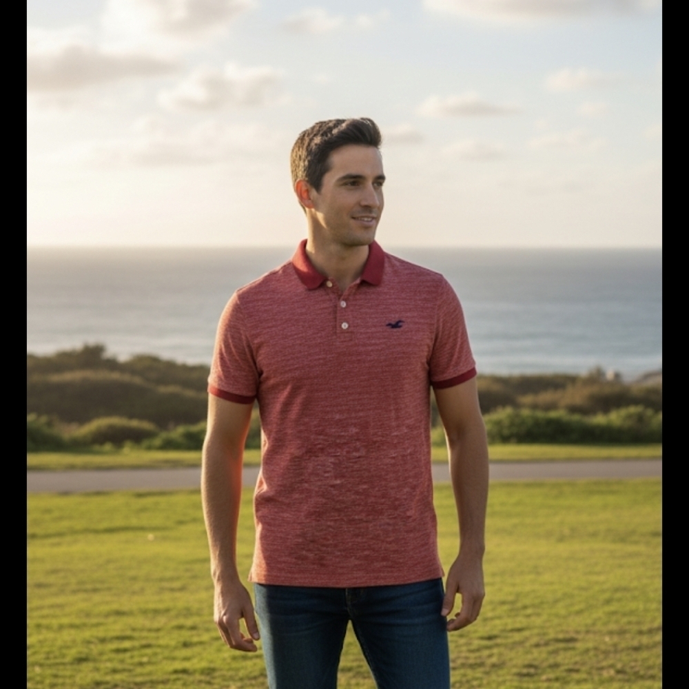 Hollister California Red Polo Shirt Man's Size XL
